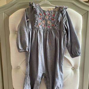 Blue Jumper with Embroidered Flowers